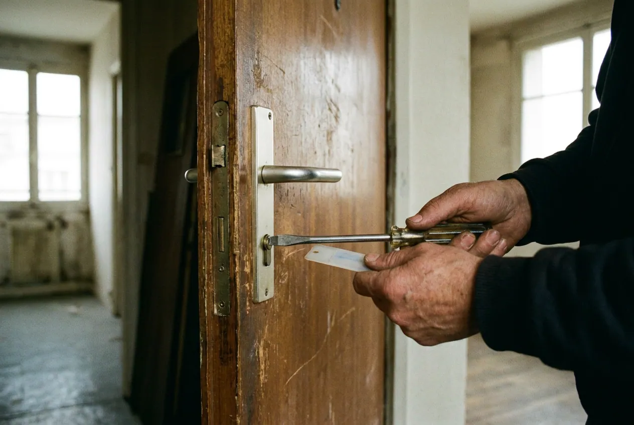 Porte d'appartement claquée dans une résidence de Sèvres, poignée sans clé